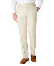 NEW ex White Stuff Mens Flat Front Linen Style Smart Trousers Beige Grey RRP £55 
