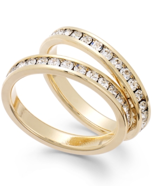 Charter Club Glass Stone Ring Duo In Fine Silver Plate Or Gold Plate In Gold