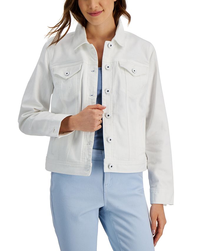Macy's white denim jacket online