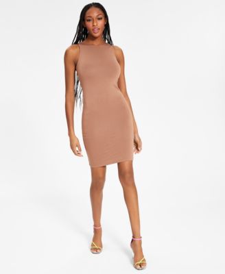 Bar III Crewneck Crepe Bodycon Dress 