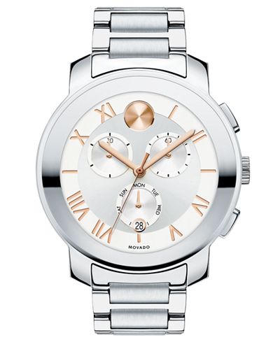 Movado Women's Chronograph Bold Stainless Steel Bracelet Watch 40mm 3600205