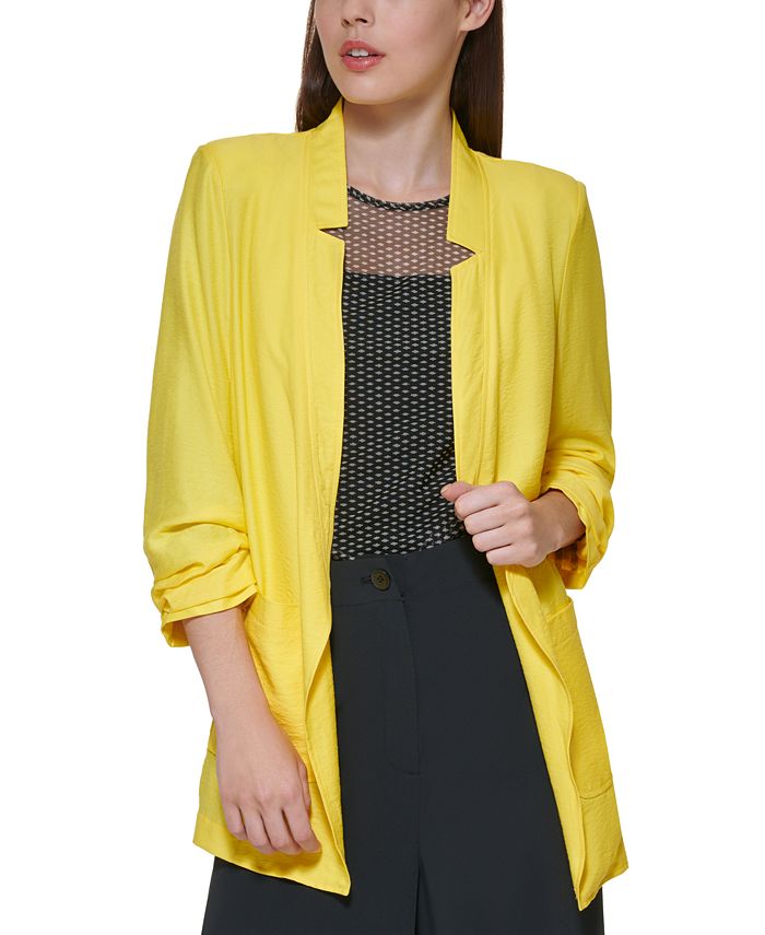 Yellow ruched sale sleeve blazer