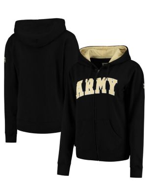 Women's Stadium Athletic Black Army Black Knights Helmet Arched Name Full-Zip Sweatshirt