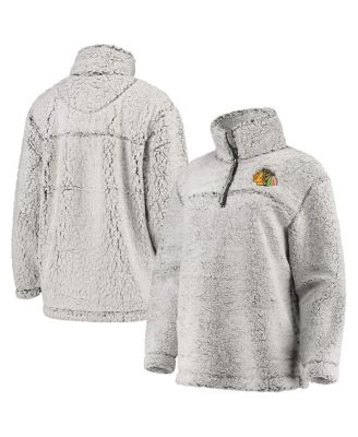 Women's Gray Chicago Blackhawks Sherpa Quarter-Zip Pullover Jacket