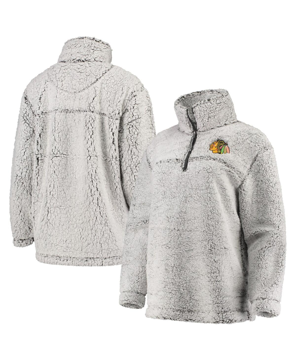 Women's G-iii 4Her by Carl BanksChicago Blackhawks Sherpa Quarter-Zip Pullover Jacket - Gray