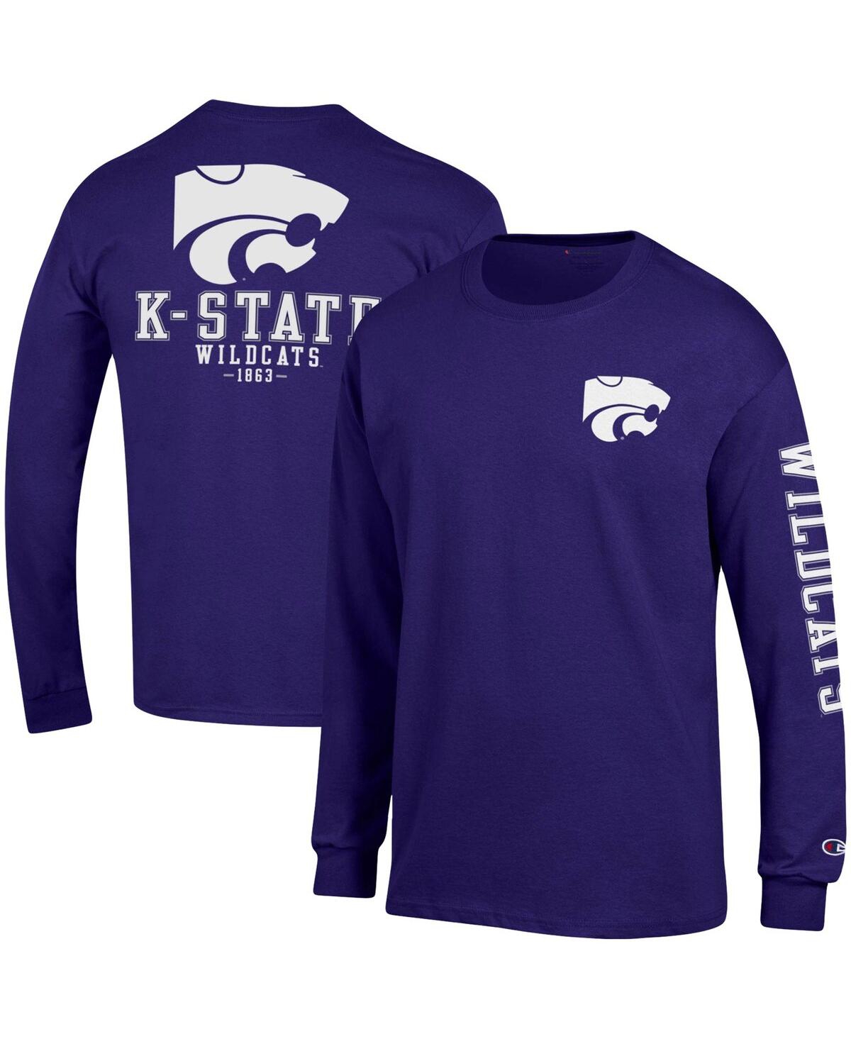 Men's ChampionKansas State Wildcats Team Stack Long Sleeve T-shirt - Purple