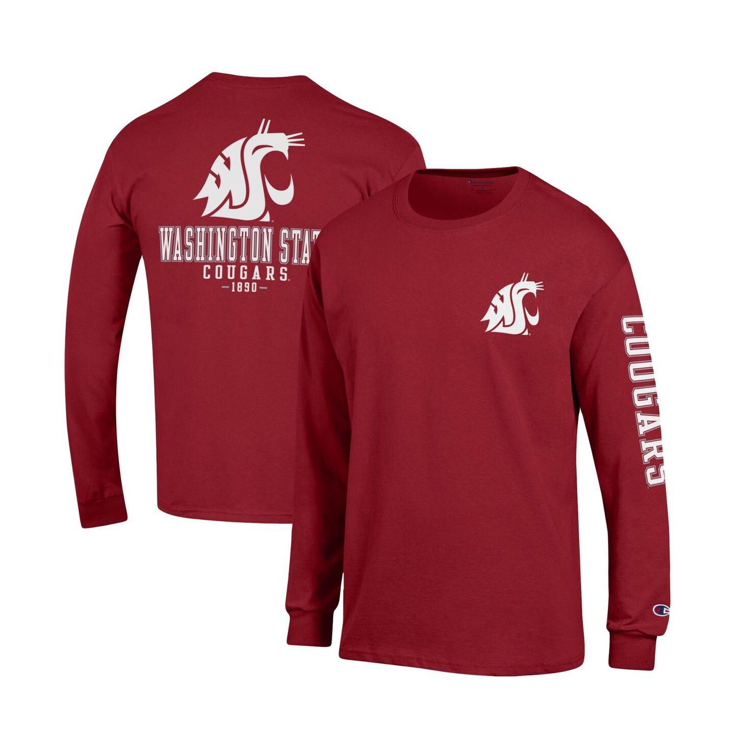 Мужская футболка Champion Crimson Washington State Cougars Team Stack Long Sleeve — фото 2