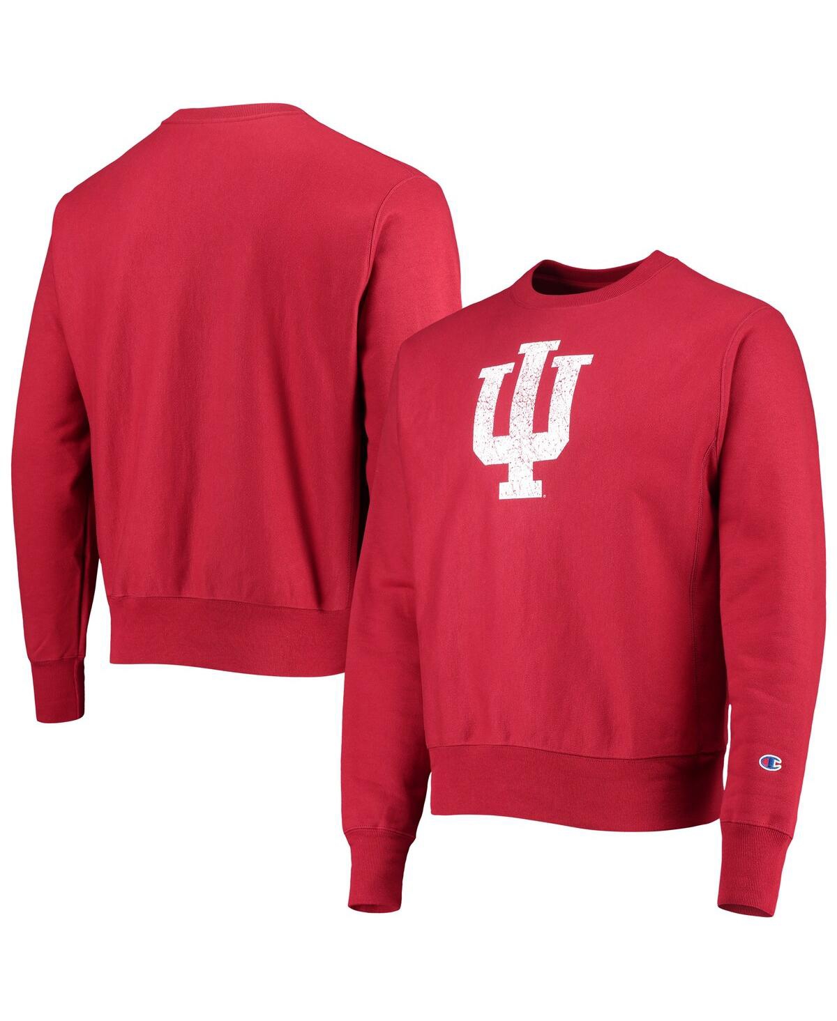 Shop Champion Men's  Crimson Indiana Hoosiers Vault Logo Reverse Weave Pullover Sweatshirt