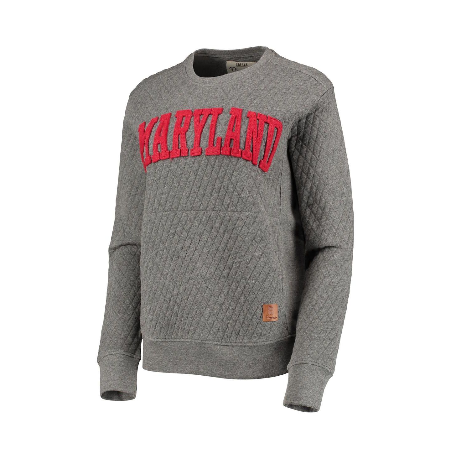 Женская толстовка Pressbox Heathered Gray Maryland Terrapins Moose Applique Quilted Pullover — фото 3