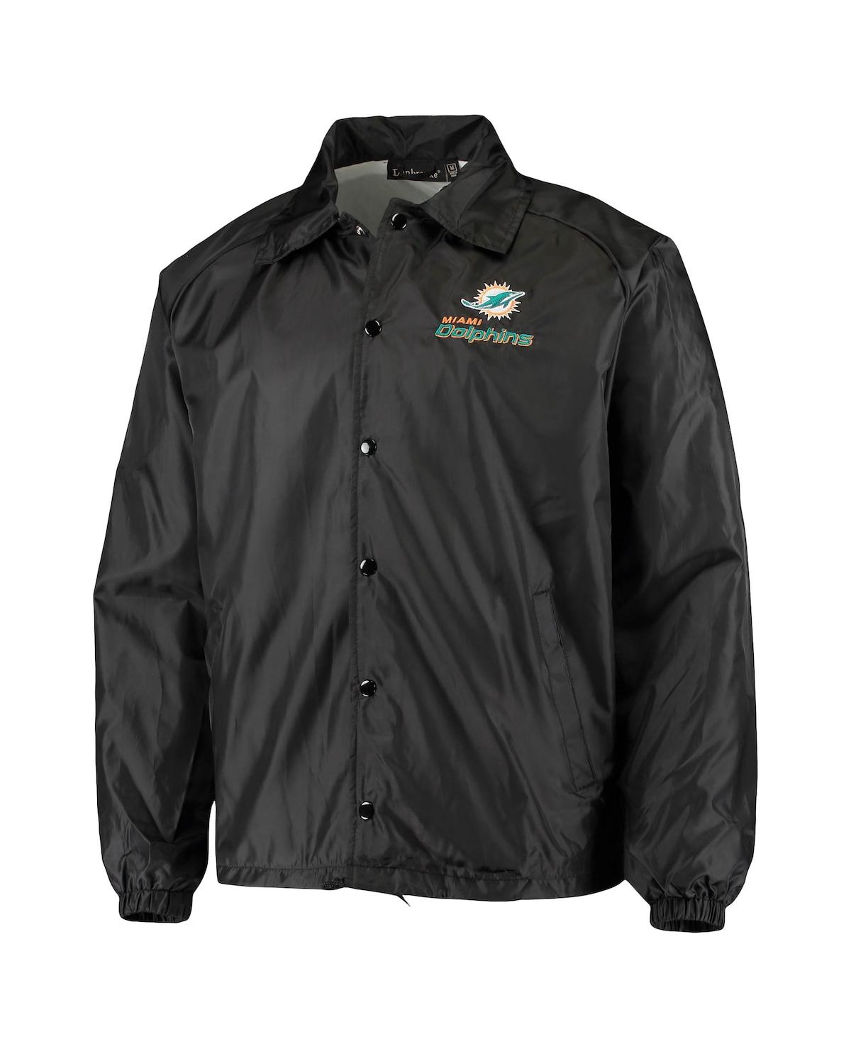 Dunbrooke Black Miami Dolphins Coaches Classic Raglan Full-snap Windbreaker Jacket In Black