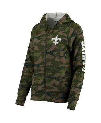 Women's Camo New Orleans Saints Raglan Full-Zip Hoodie