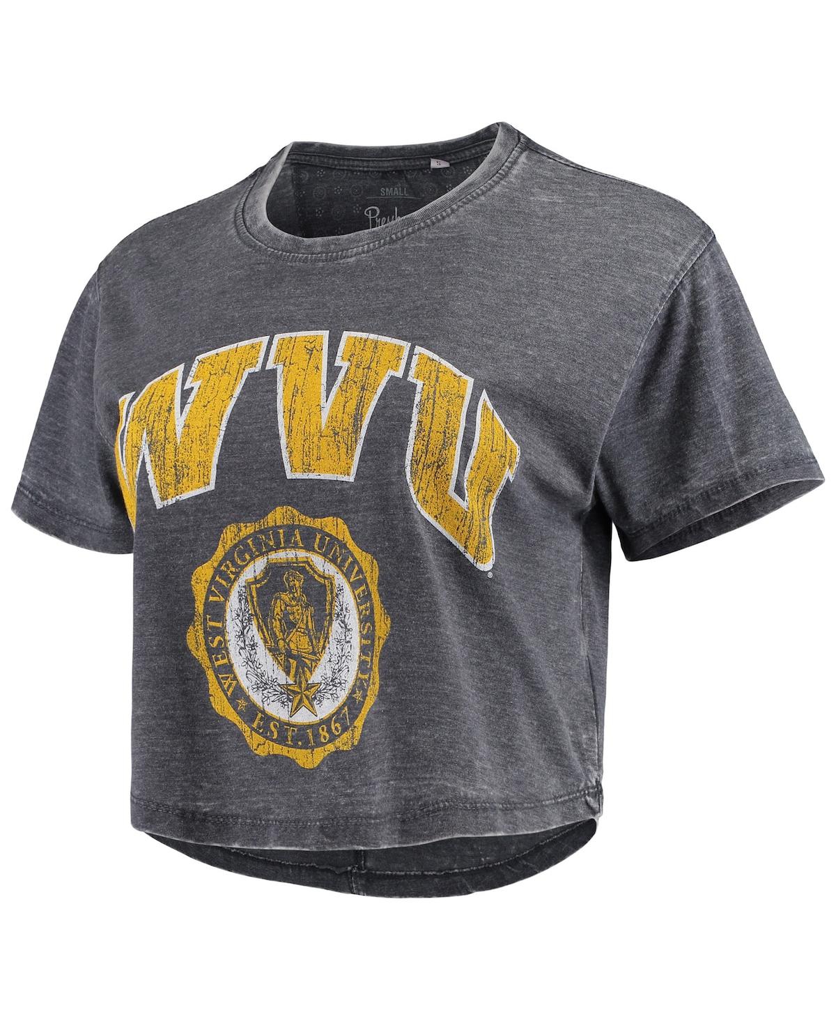 Women's PressboxWest Virginia Mountaineers Edith Vintage-Like Burnout Crop T-shirt - Navy