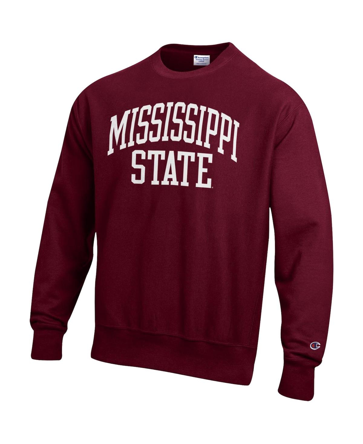 Shop Champion Men's  Maroon Mississippi State Bulldogs Arch Reverse Weave Pullover Sweatshirt