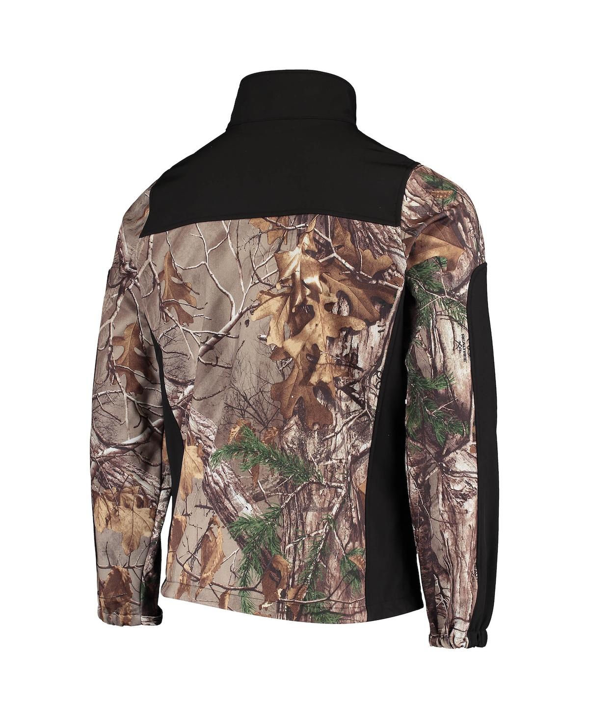 DUNBROOKE MEN'S DUNBROOKE REALTREE CAMO AND BLACK SEATTLE SEAHAWKS CIRCLE HUNTER SOFTSHELL FULL-ZIP JACKET 