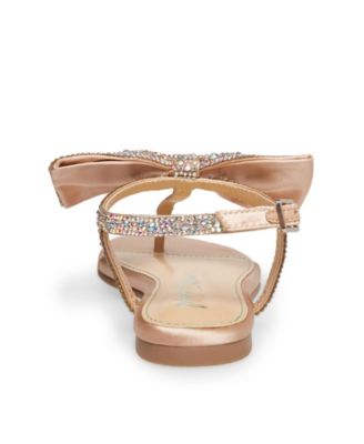 Little and Big Girls Sasha T-strap Sandals with Bow Detail