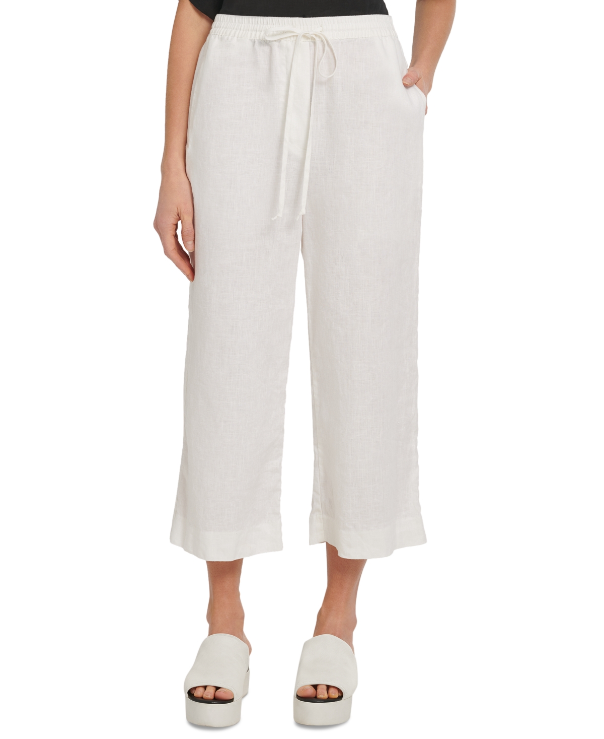 Shop Dkny Pull-on Wide-leg Pants In White
