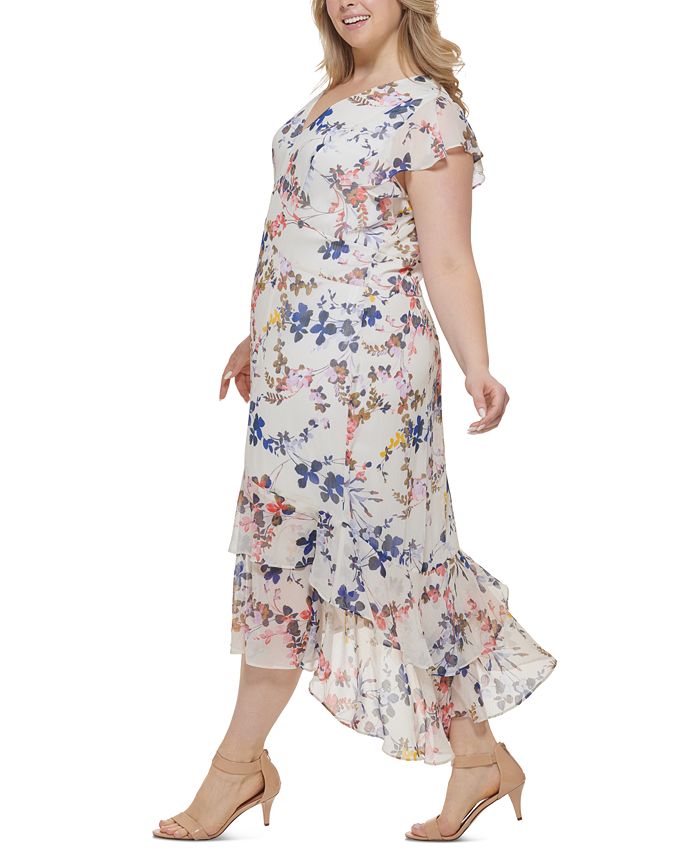 Tommy Hilfiger Plus Size Floral-Print Midi Dress & Reviews - Dresses ...