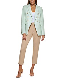 Women's Faux-Leather Double-Breasted Blazer