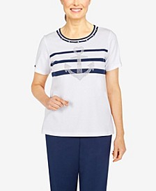 Missy Newport Women's Embellished Anchor Knit Top