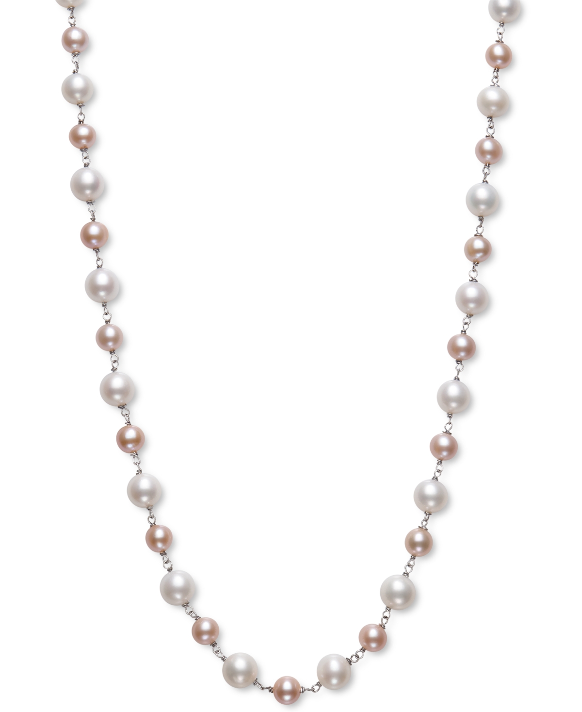 Belle de Mer Gray & White Cultured Freshwater Pearl (5-6mm & 7-8mm) Statement Necklace in Sterling Silver, 18" + 2" extender (Also in Pink & White Cultured Freshwater Pearl), Created for Macy's
