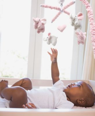 Baby Crib Mobile for Girls, Pink Elephant, Musical