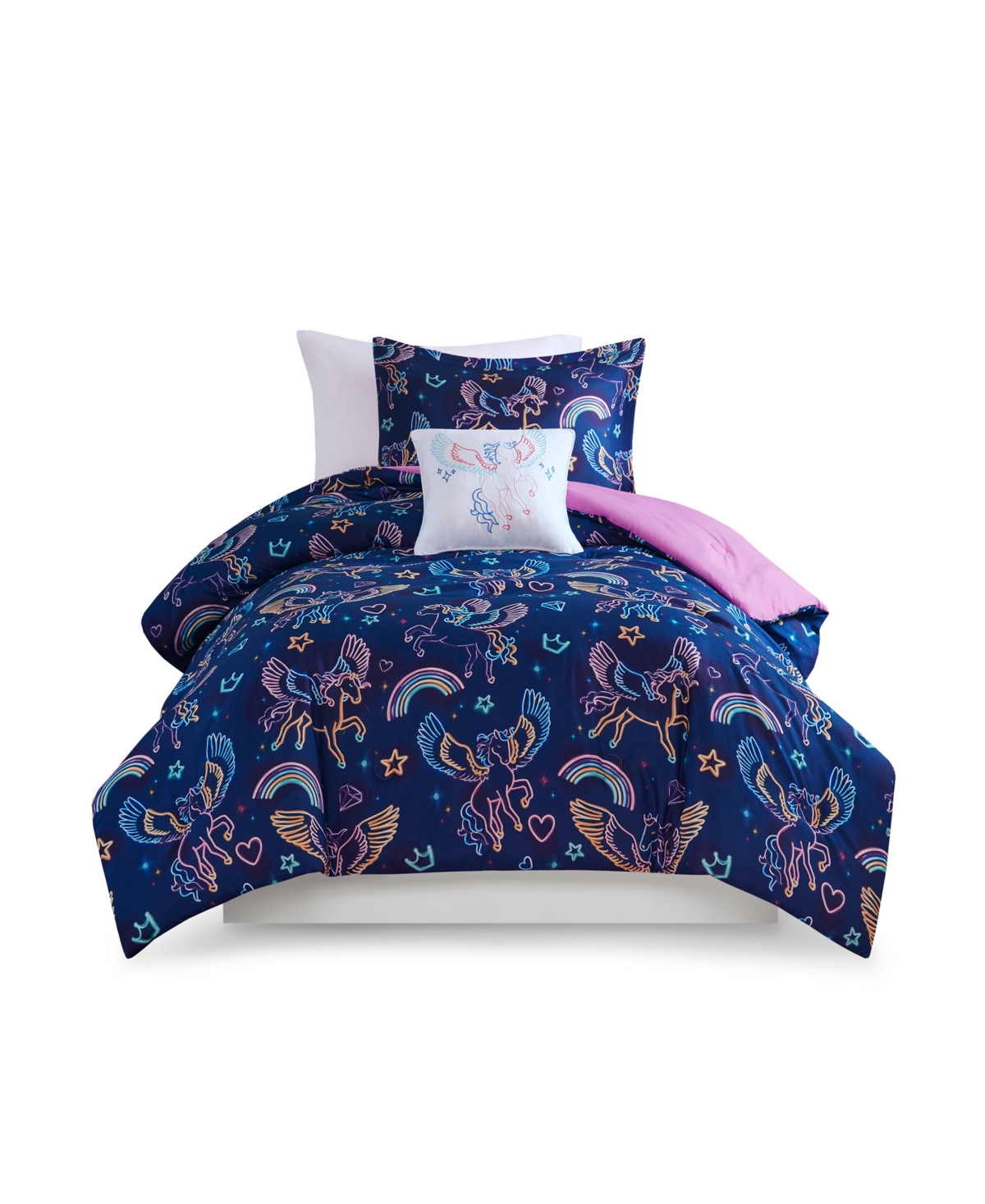 Mi Zone Kids Leora Pegasus Printed Comforter Set, Full/queen, 4 Piece Bedding In Blue
