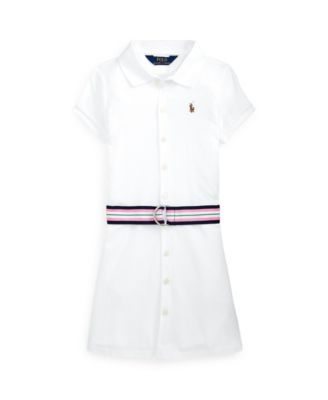폴로 랄프로렌 여아용 원피스 Polo Ralph Lauren Little Girls Belted Mesh Polo Dress,White