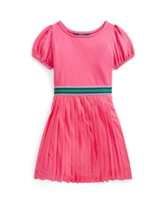 폴로 랄프로렌 여아용 원피스 Polo Ralph Lauren Little Girls Pleated Stretch Jersey Dress,Hot Pink