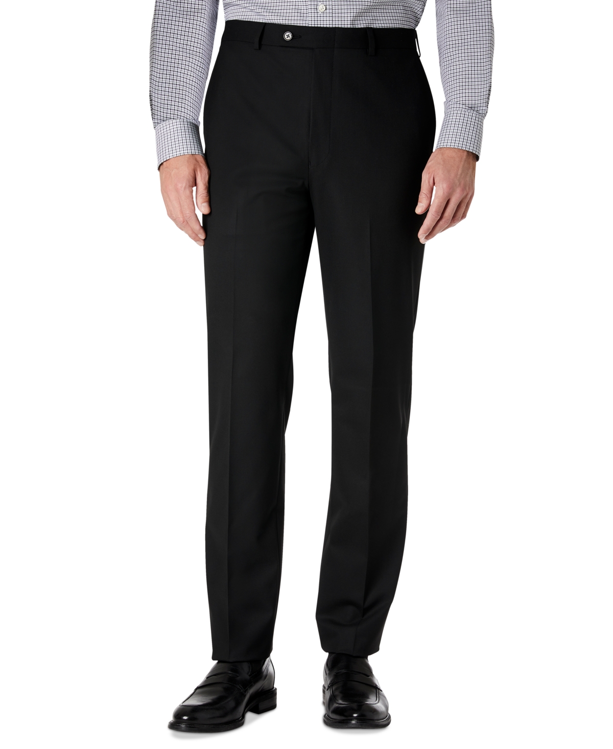 Shop Lauren Ralph Lauren Men's Classic-fit Ultraflex Stretch Flat-front Dress Pants In Black Solid