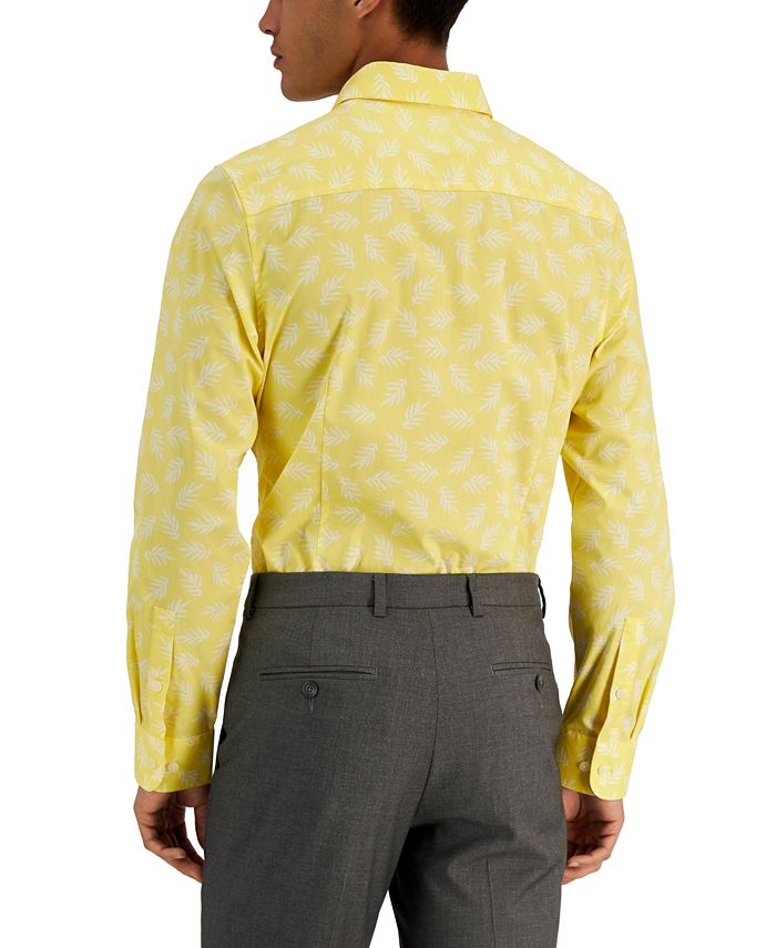 Bar III Men's Slim Fit LeafPrint Dress Shirt, Created for Macy's