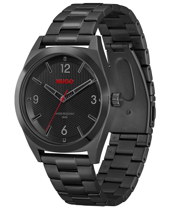 HUGO Make Men's Black Stainless Steel Bracelet Watch 42mm Macy's
