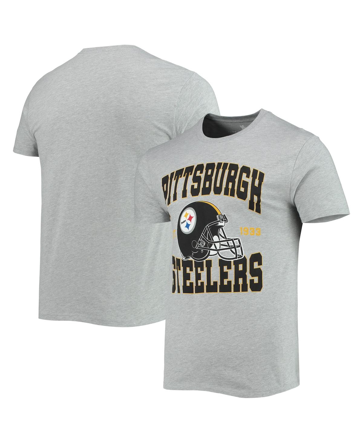 Men's Heathered Gray Pittsburgh Steelers Helmet T-shirt - Heathered Gray