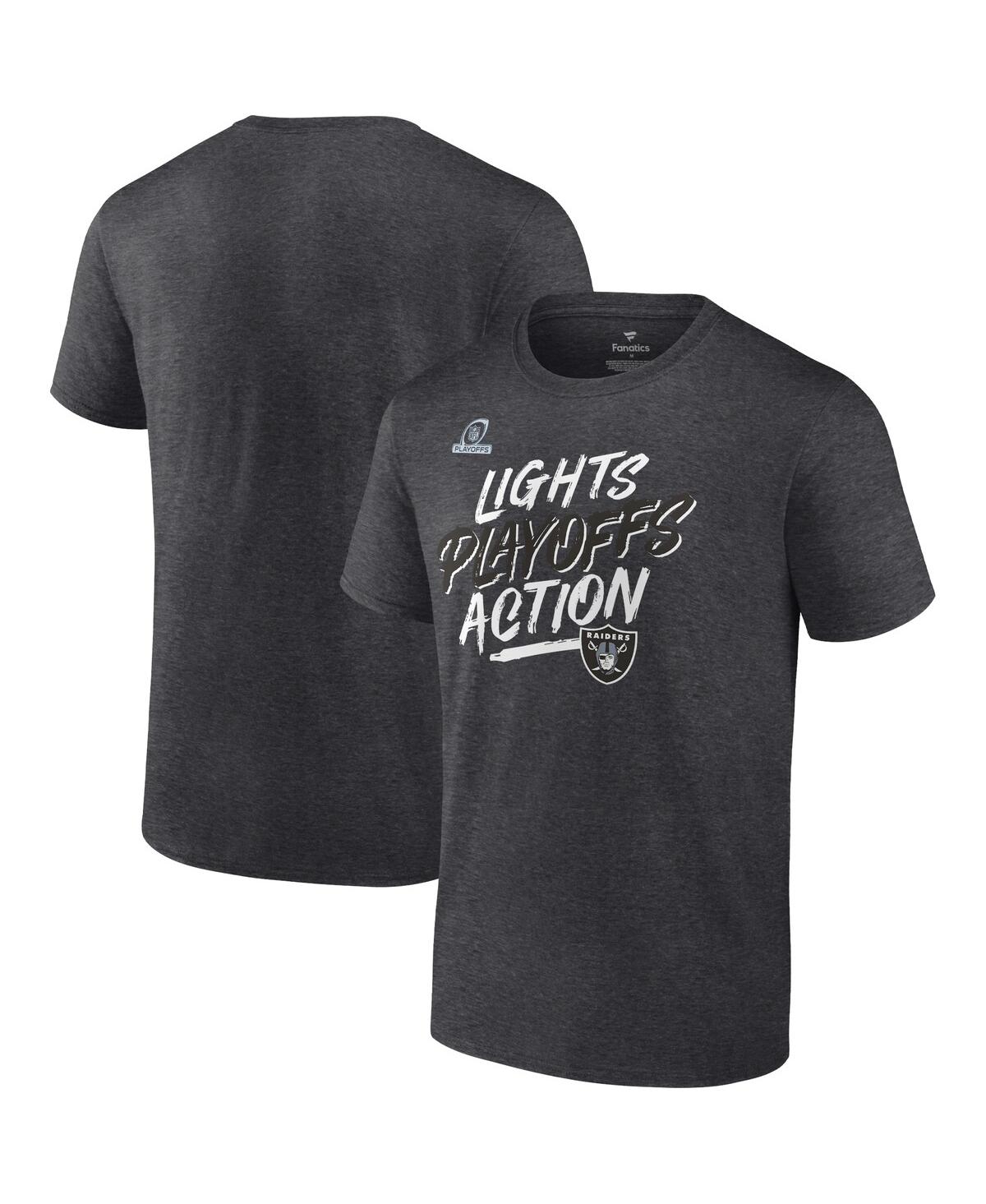 Men's FanaticsLas Vegas Raiders 2021 Nfl Playoffs Bound Lights Action T-shirt - Heathered Charcoal