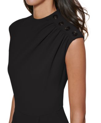 Calvin Klein Button-Shoulder Scuba Crepe Jumpsuit