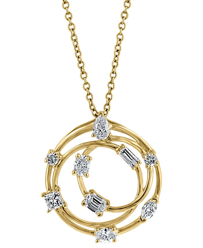EFFY Collection - Diamond Multi-Cut Multi-Circle 18" Pendant Necklace (5/8 ct. t.w.) in 14k Gold