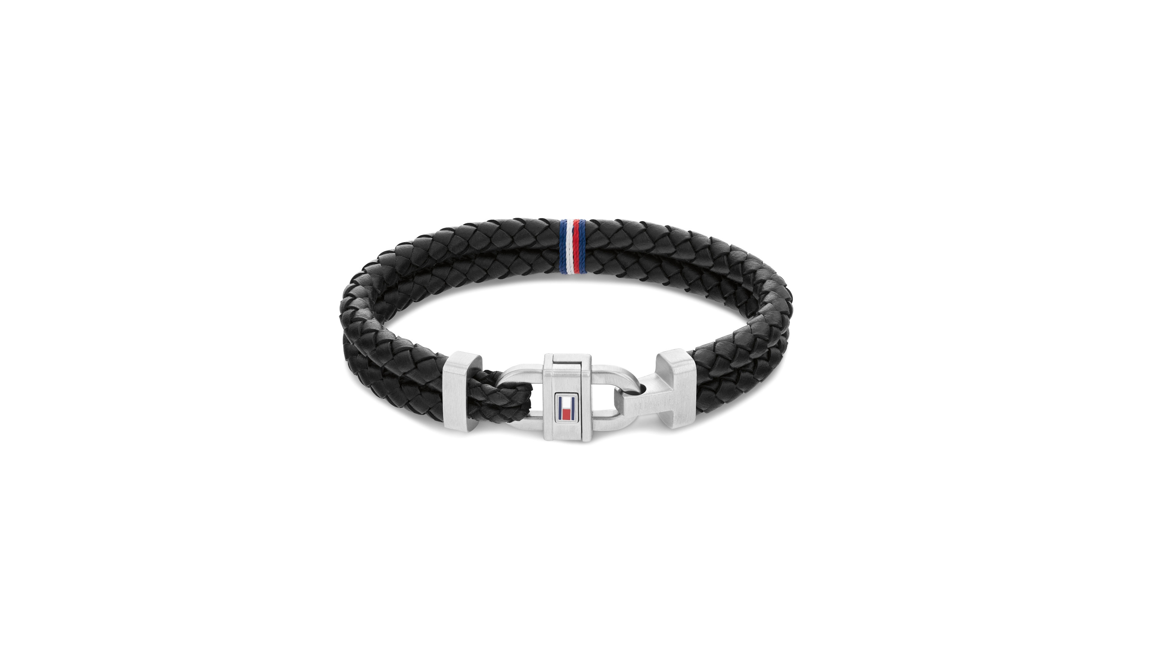 Tommy Hilfiger Men's Leather Braided Bracelet