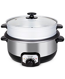 3-Qt. Electric Nonstick Hot Pot Multi-Cooker with Steamer Insert