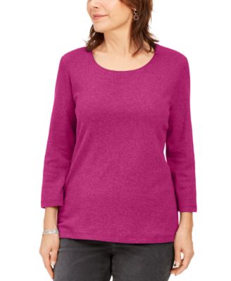 Karen Scott - Petite Cotton Scoop-Neck Top