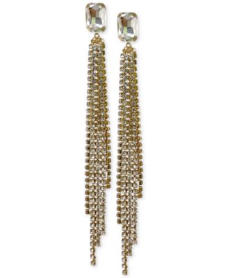 Photo 1 of INC International Concepts Gold-Tone Crystal Stud & Tassel Linear Drop Earrings, 