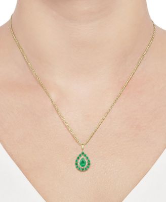 Sapphire (1-1/2 ct. t.w.) & Diamond (1/10 ct. t.w.) Teardrop 18" Pendant Necklace in 14k Gold (Also in Emerald and Ruby)