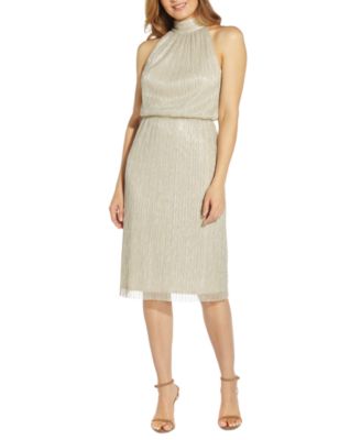 Adrianna Papell - Metallic Crinkle Blouson Dress