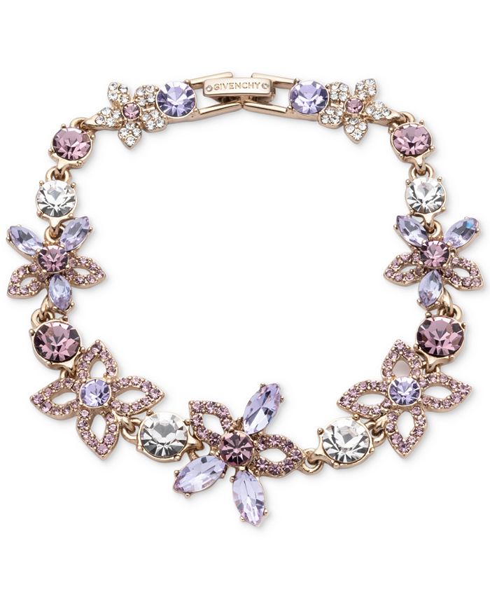 Givenchy Gold-Tone Multi-Crystal Flower Flex Bracelet - Macy's