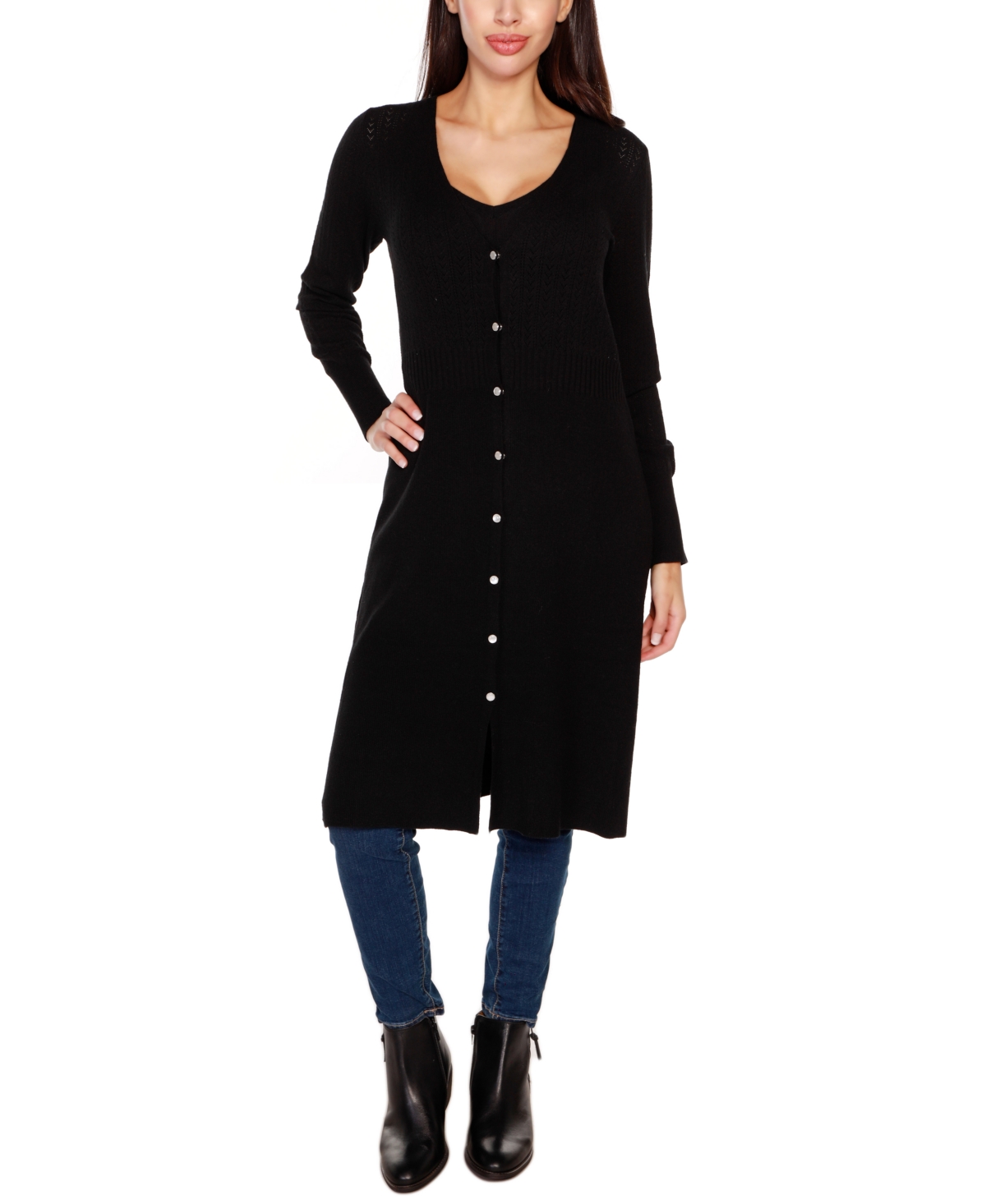 pointelle duster cardigan