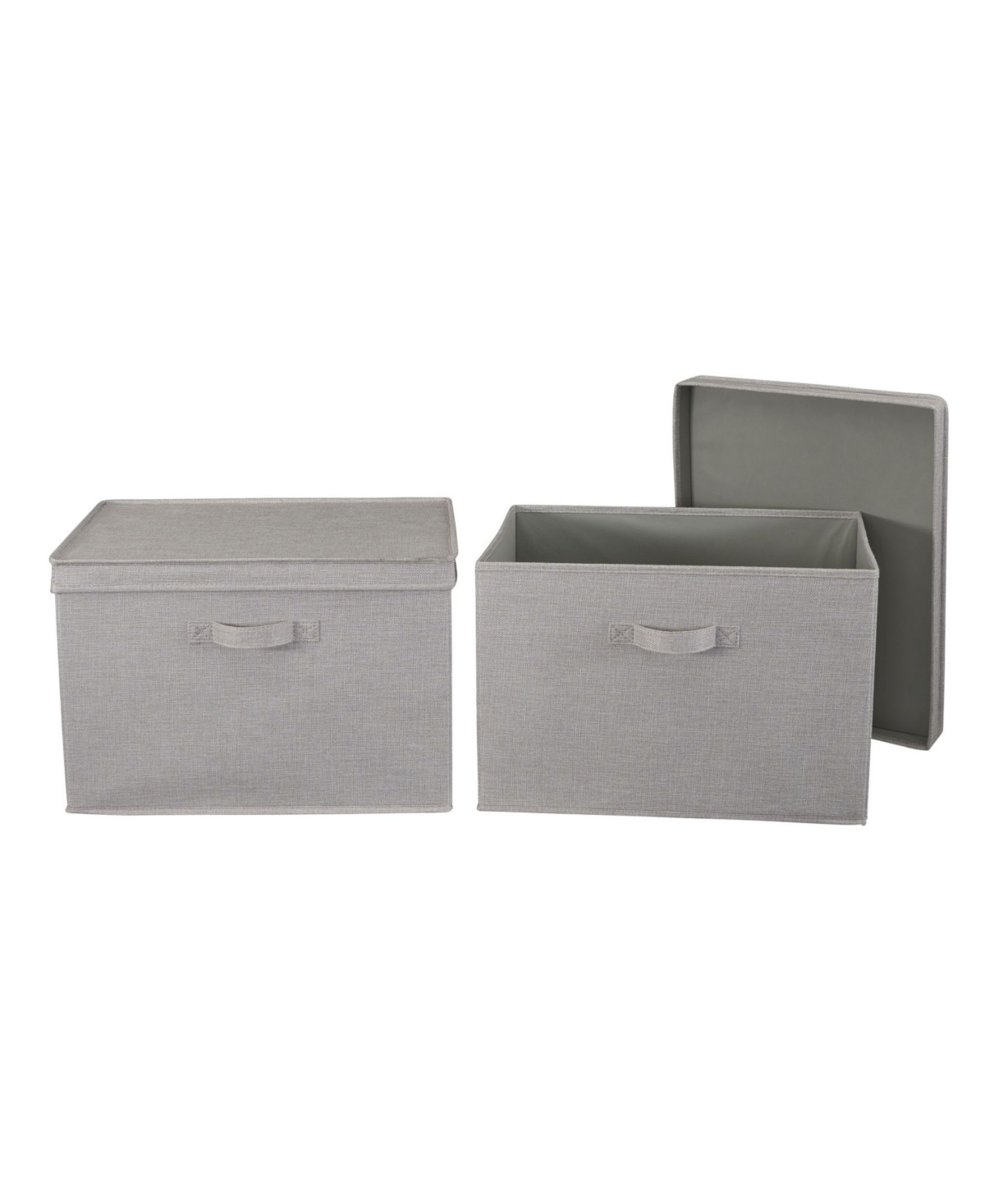 Household Essentials Wide Storage Box With Lid Box, Set Of 2 In Silver-tone