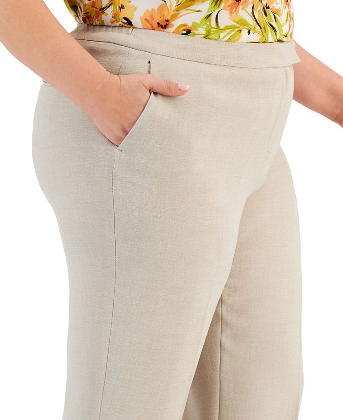 Kasper Plus Size Tab-Waist Stretch-Crepe Pants - Macy's