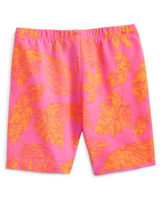 First Impressions - Baby Girls Palm-Print Bike Shorts