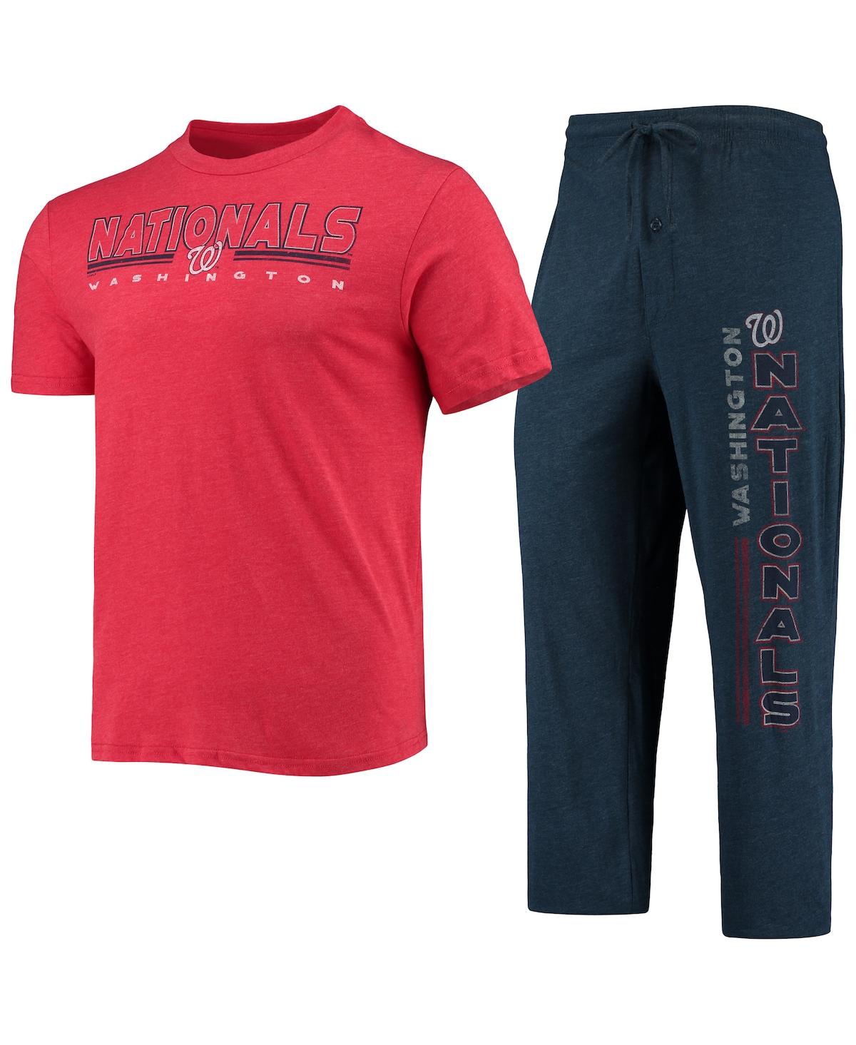 Concepts Sport Men's  Navy, Red Washington Nationals Meter T-shirt And Pants Sleep Set In Navy,red