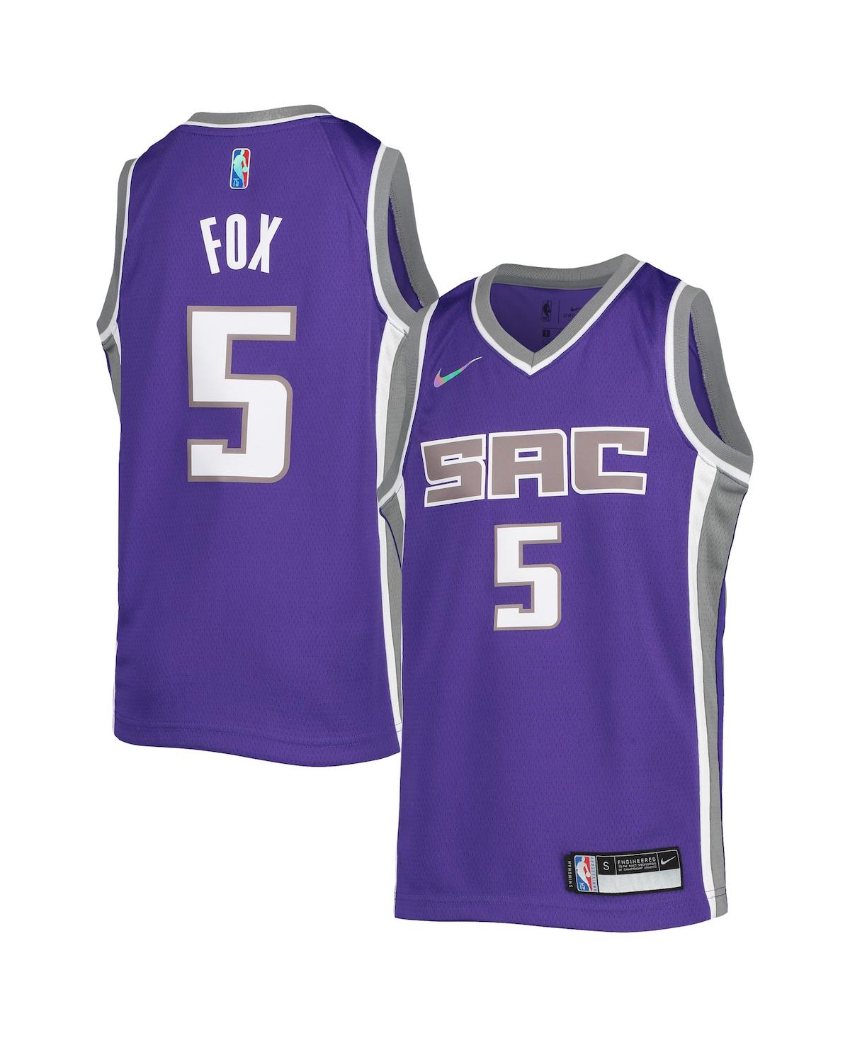 Youth Boys Nike De'Aaron Fox Purple Sacramento Kings 2021/22 Diamond Swingman Jersey - Icon Edition