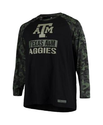 Men's Black, Camo Texas A&M Aggies OHT Military-Inspired Appreciation Big and Tall Raglan Long Sleeve T-shirt