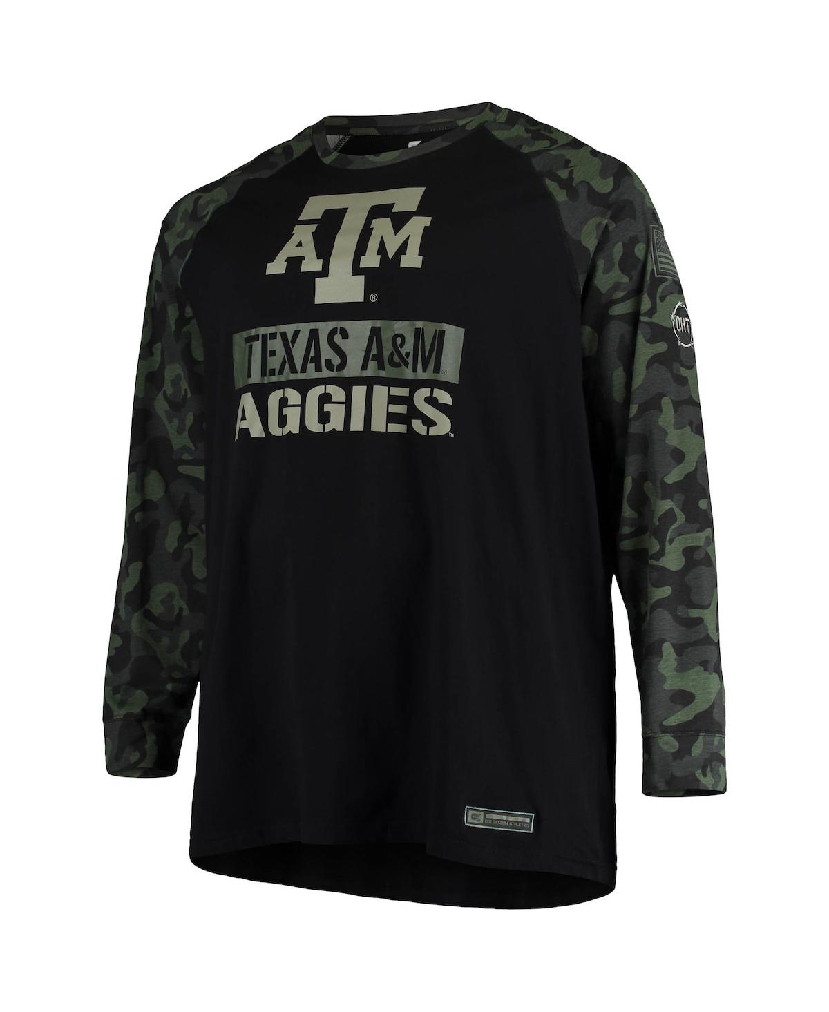 Colosseum Men's  Black, Camo Texas A&m Aggies Oht Military-inspired Appreciation Big And Tall Raglan In Black,camo